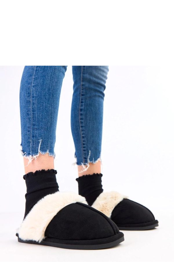 Black Slippers in Slippers For Women with Fabric, Warmers, Footbed and Sole Height