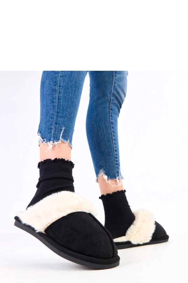 Black Slippers in Slippers For Women with Fabric, Warmers, Footbed and Sole Height