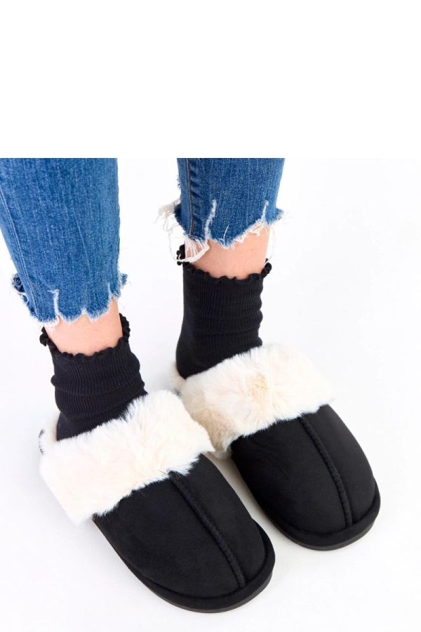Black Slippers in Slippers For Women with Fabric, Warmers, Footbed and Sole Height