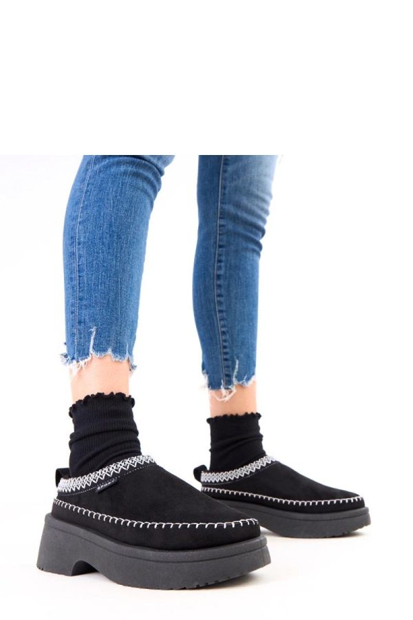 Black Slippers in Slippers For Women with Fabric, Footbed and Platform Height