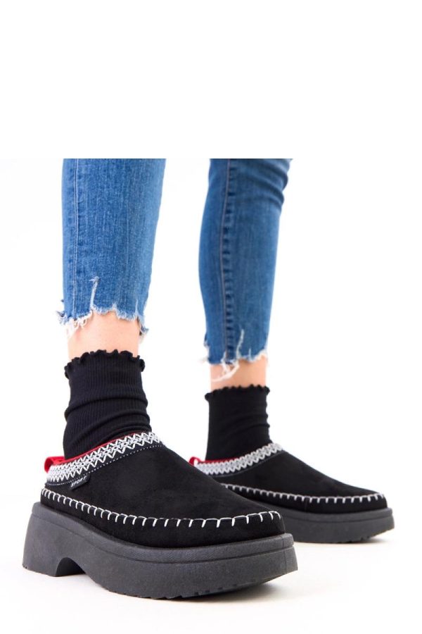 Black Slippers in Slippers For Women with Fabric, Footbed and Platform Height