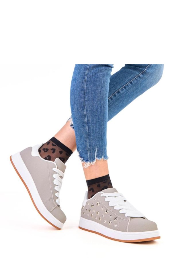 Grey Sport Shoes in Women`s Athletic Shoes, Trainers, Sneakers with Fabric, Footbed and Platform Height
