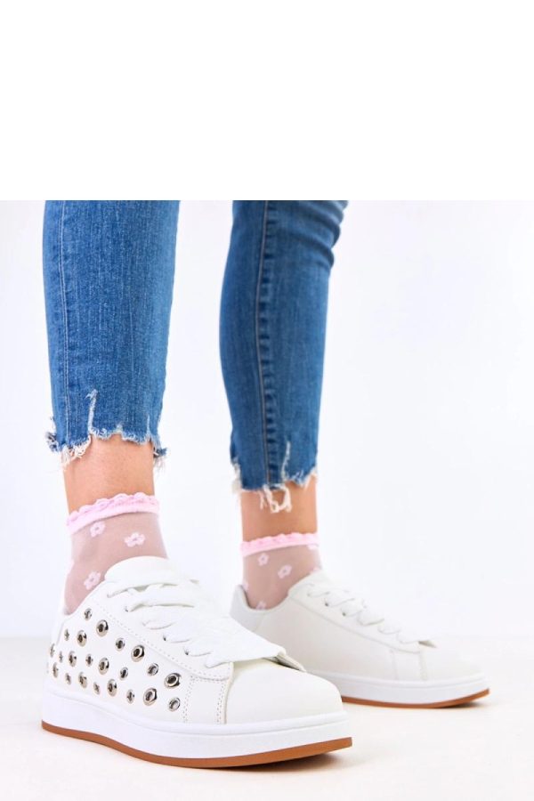 White Sport Shoes in Women`s Athletic Shoes, Trainers, Sneakers with Fabric, Footbed and Platform Height