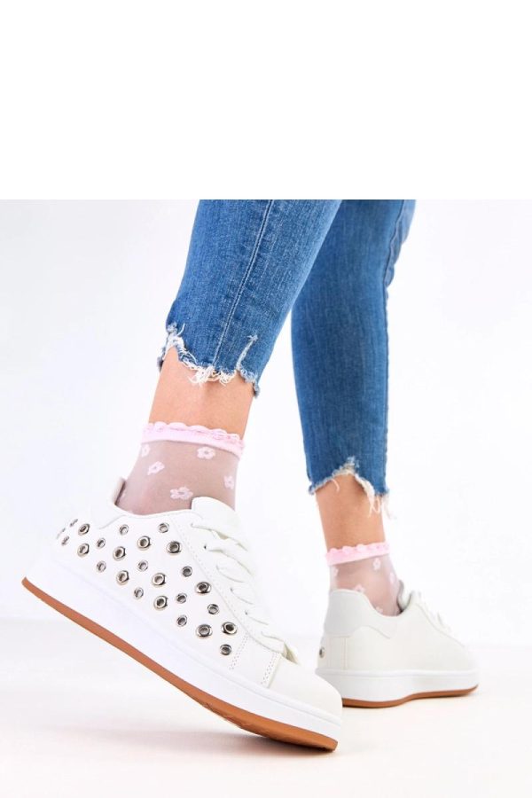 White Sport Shoes in Women`s Athletic Shoes, Trainers, Sneakers with Fabric, Footbed and Platform Height