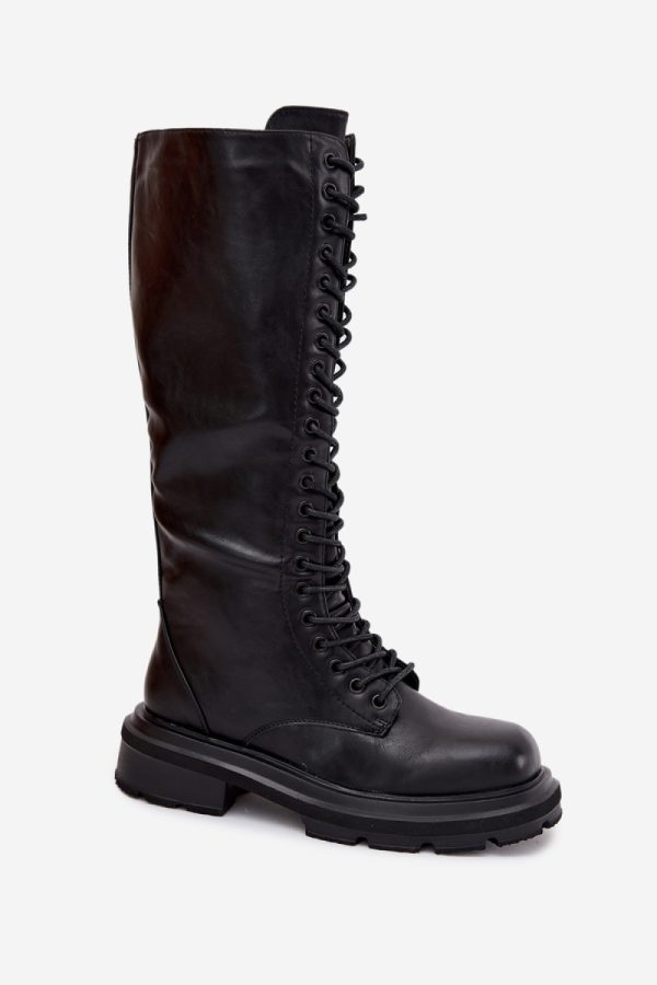 Black Thigh-Hight Boots in Over The Knee High Boots, Thigh High Boots with Fabric, Warmers, Footbed, Upper Height, Heel Height and Platform Height