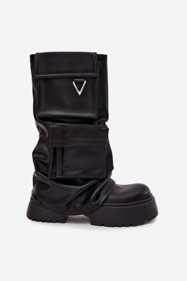 Black Thigh-Hight Boots in Over The Knee High Boots, Thigh High Boots with Fabric, Warmers, Footbed, Upper Height and Platform Height