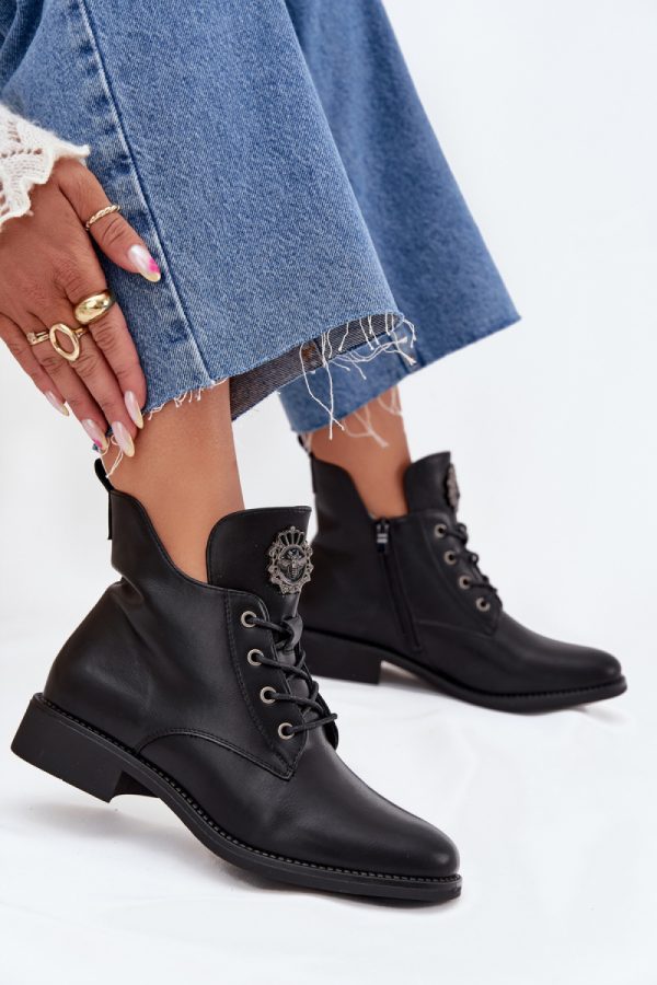 Black Boots in Women`s Ankle Boots & Booties with Fabric, Warmers, Footbed, Upper Height and Heel Height