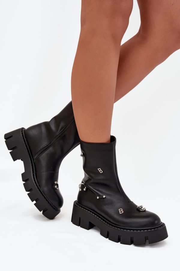 Black Boots in Women`s Ankle Boots & Booties with Fabric, Warmers, Footbed, Upper Height, Heel Height and Platform Height