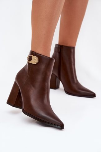 1094835.jpg Brown Heel Boots in Women`s Ankle Boots & Booties with Fabric, Footbed, Upper Height and Heel Height