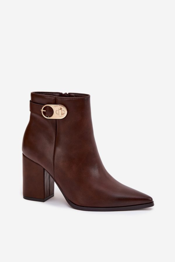 Brown Heel Boots in Women`s Ankle Boots & Booties with Fabric, Footbed, Upper Height and Heel Height