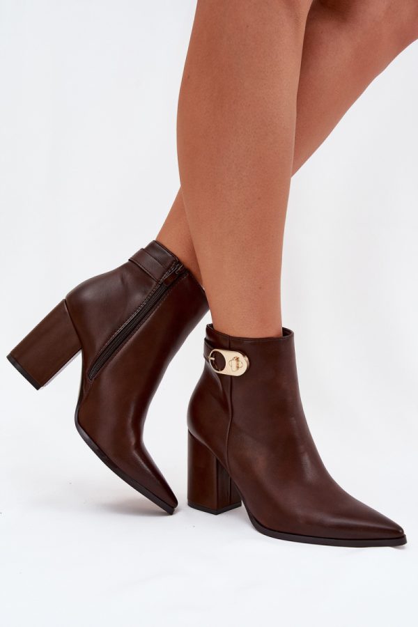 Brown Heel Boots in Women`s Ankle Boots & Booties with Fabric, Footbed, Upper Height and Heel Height