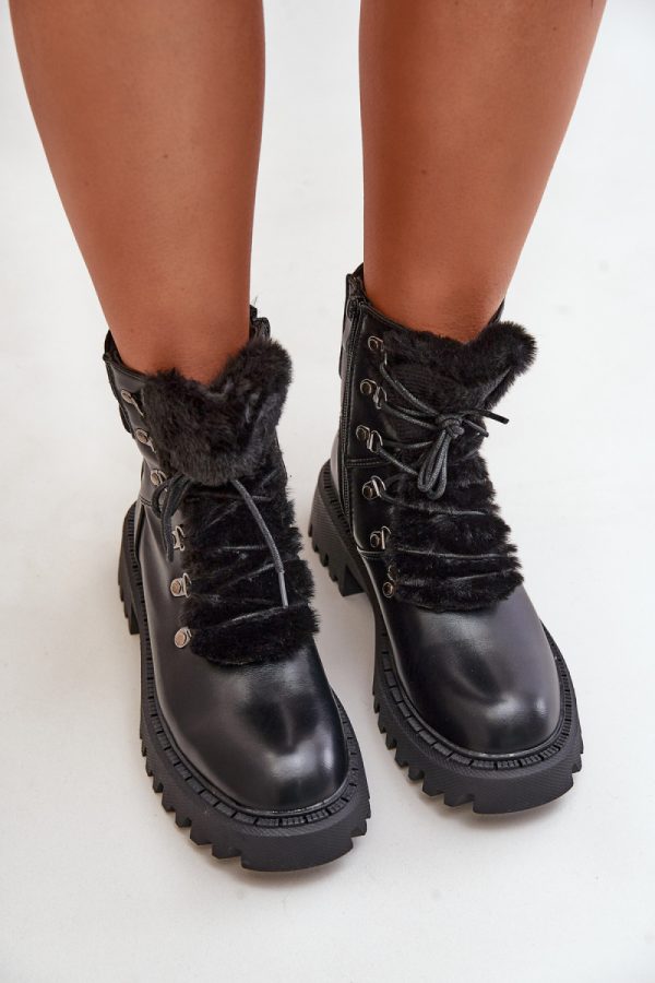 Black Trapper Shoes in Women`s Ankle Boots & Booties with Fabric, Warmers, Footbed, Upper Height and Heel Height