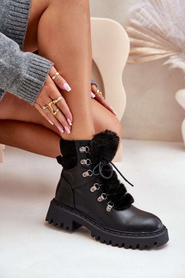 Black Trapper Shoes in Women`s Ankle Boots & Booties with Fabric, Warmers, Footbed, Upper Height and Heel Height