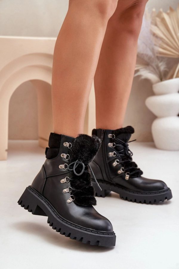 Black Trapper Shoes in Women`s Ankle Boots & Booties with Fabric, Warmers, Footbed, Upper Height and Heel Height