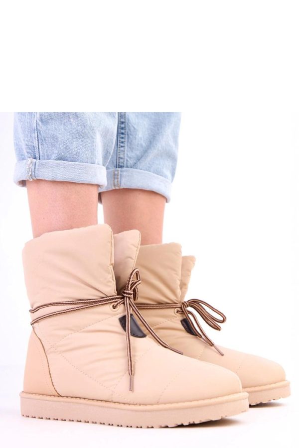 Beige Snow Boots.Fabric, Footbed and Sole Height