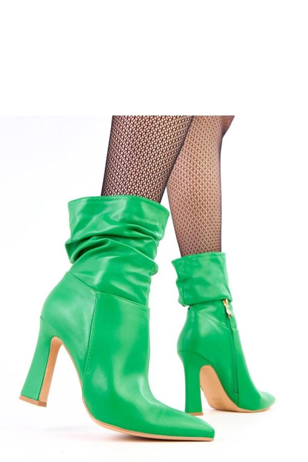 Green Heel Boots...Fabric, Footbed, Upper Height and Heel Height