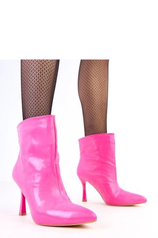 Pink Heel Boots.Fabric, Footbed, Upper Height and Heel Height