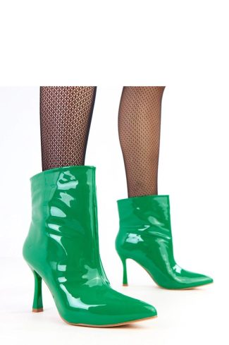 Green Heel Boots....Fabric, Footbed, Upper Height and Heel Height