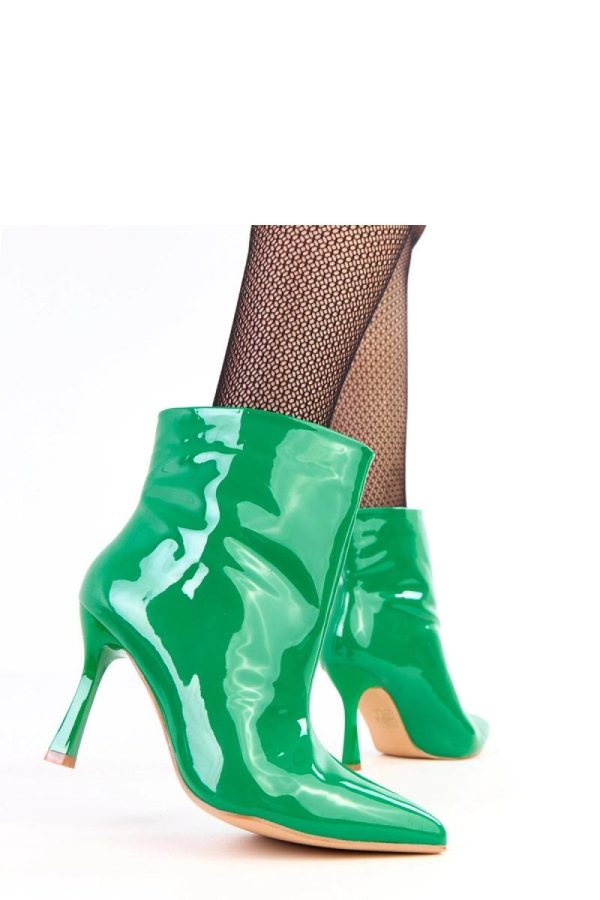 Green Heel Boots....Fabric, Footbed, Upper Height and Heel Height