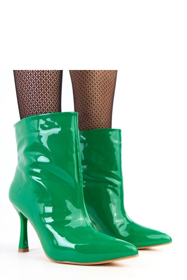 Green Heel Boots....Fabric, Footbed, Upper Height and Heel Height