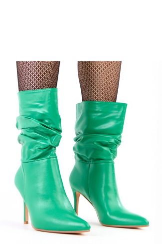 Green Heel Boots in Women`s Ankle Boots & Booties with Fabric, Footbed, Upper Height and Heel Height