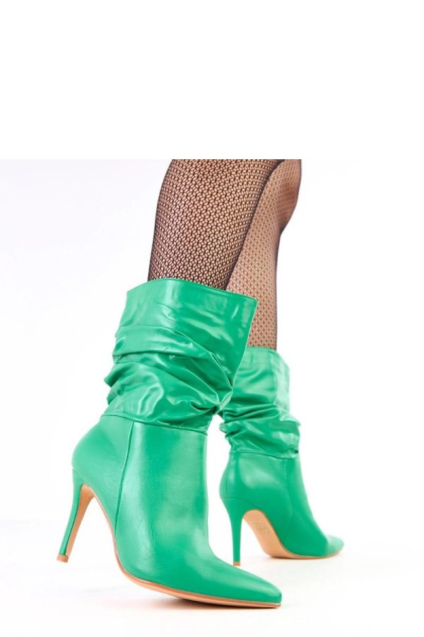 Green Heel Boots in Women`s Ankle Boots & Booties with Fabric, Footbed, Upper Height and Heel Height