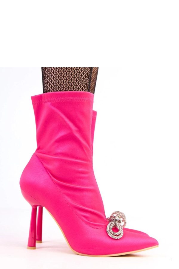 Pink Heel Boots in Women`s Ankle Boots & Booties with Fabric, Footbed, Upper Height and Heel Height