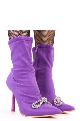 Violet Heel Boots...Fabric, Footbed, Upper Height and Heel Height