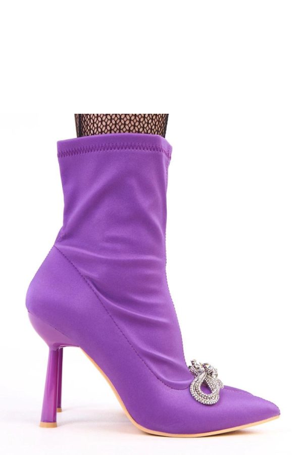 Violet Heel Boots...Fabric, Footbed, Upper Height and Heel Height