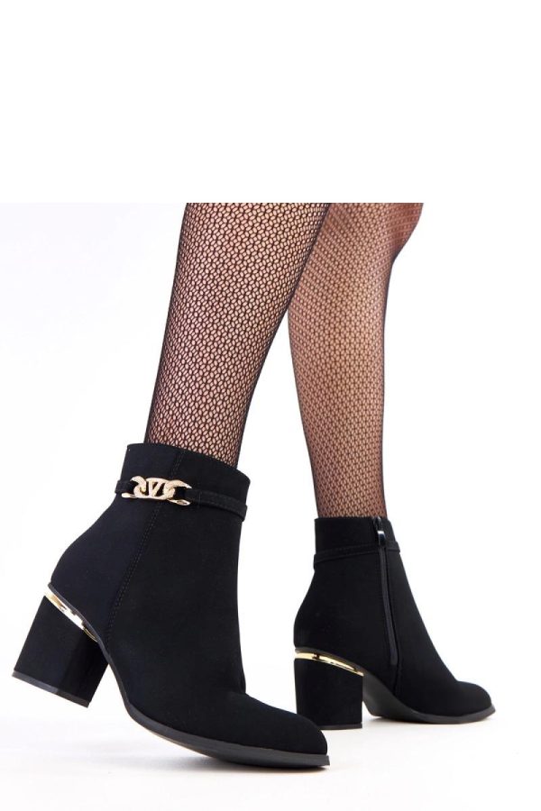 Black Heel Boots in Women`s Ankle Boots & Booties with Fabric, Footbed, Upper Height and Heel Height