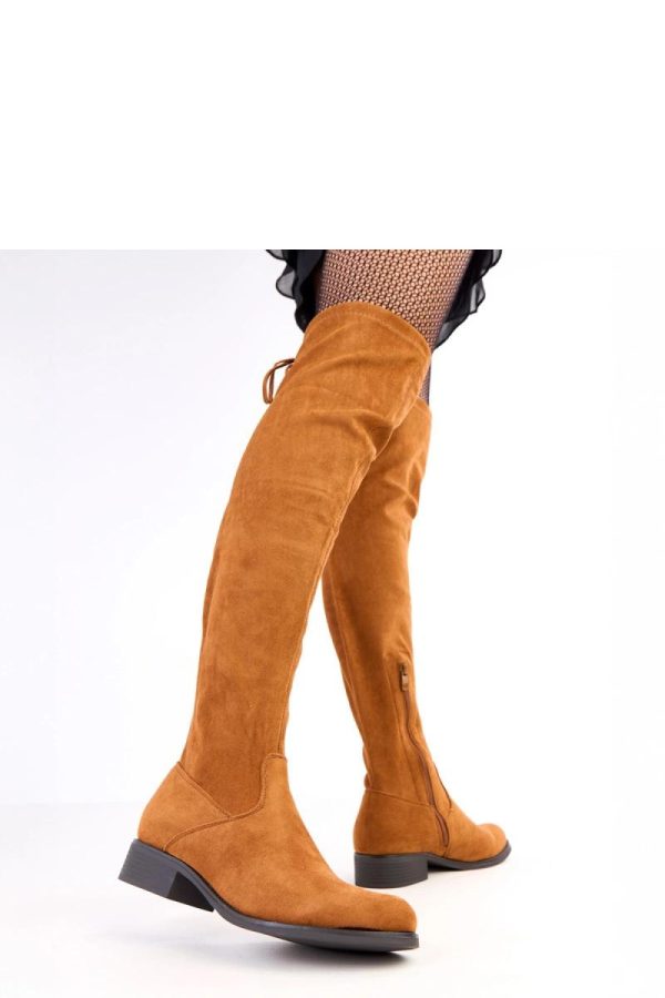 Brown Thigh-Hight Boots...Fabric, Footbed, Upper Height and Heel Height
