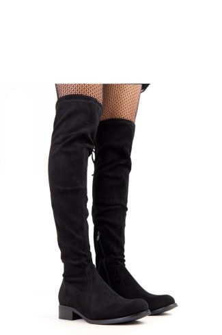 Black Thigh-Hight Boots....Fabric, Footbed, Upper Height and Platform Height