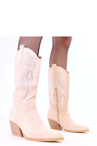 1095027 Beige Heel Boots.Fabric, Footbed, Upper Height and Heel Height