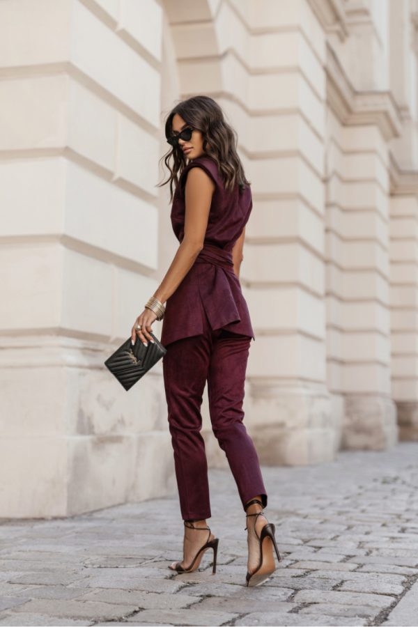 Red Women Trousers in Pants, Trousers, Shorts with Spandex and Viscose