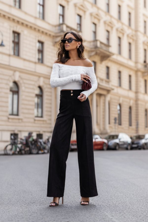Black Women Trousers in Pants, Trousers, Shorts with Spandex and Viscose