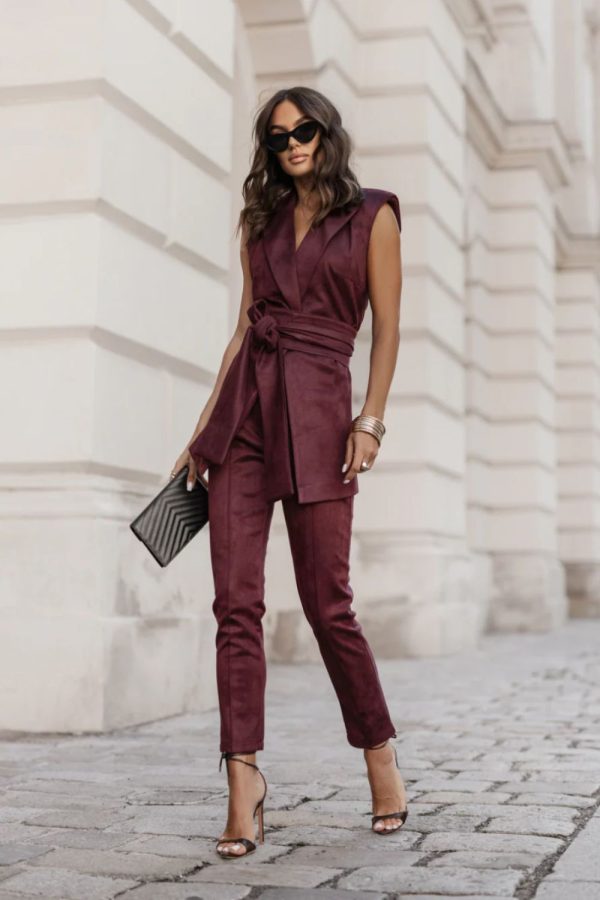Red Women Trousers in Pants, Trousers, Shorts with Spandex and Viscose