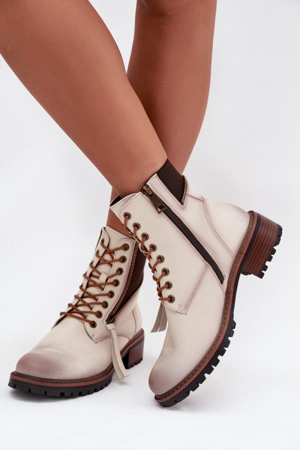 Beige Boots in Women`s Ankle Boots & Booties with Fabric, Warmers, Footbed, Upper Height and Heel Height