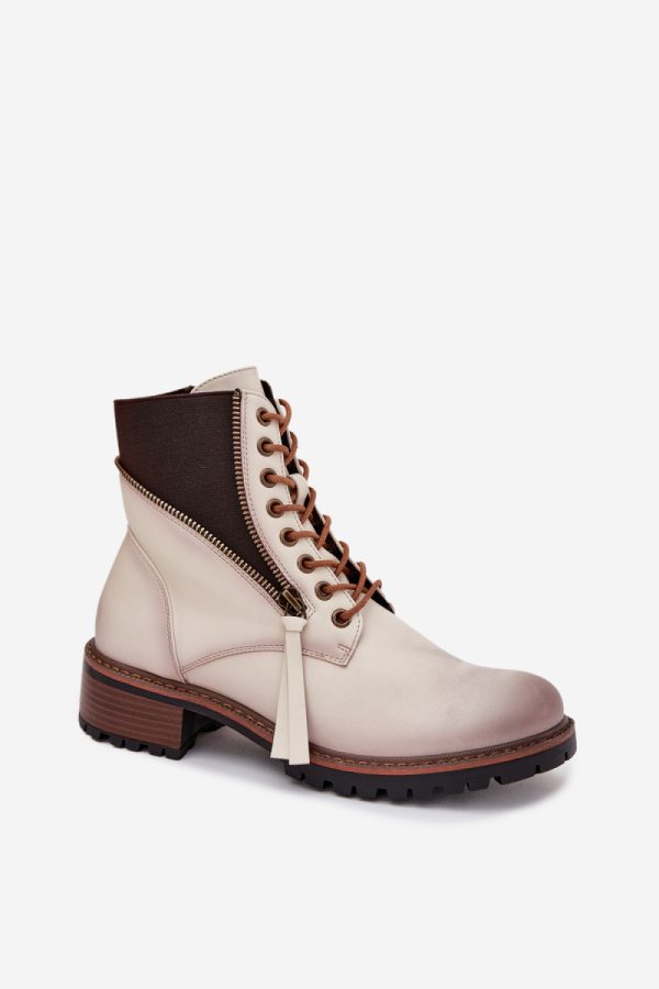 Beige Boots in Women`s Ankle Boots & Booties with Fabric, Warmers, Footbed, Upper Height and Heel Height