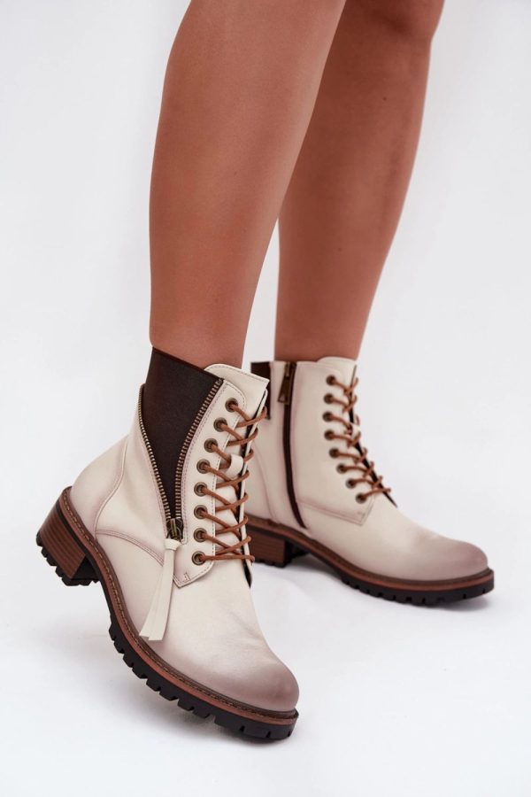 Beige Boots in Women`s Ankle Boots & Booties with Fabric, Warmers, Footbed, Upper Height and Heel Height