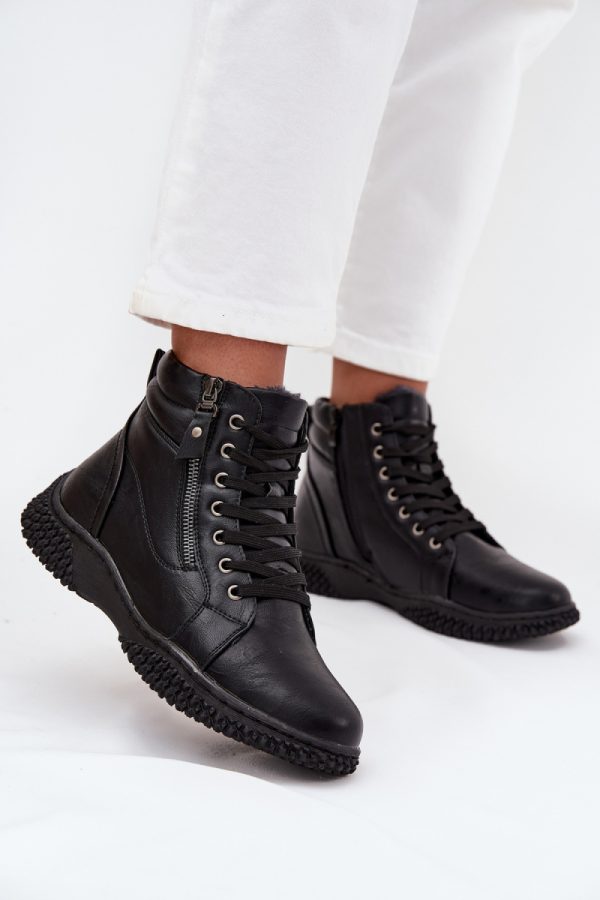 Black Boots in Women`s Ankle Boots & Booties with Fabric, Warmers, Footbed, Upper Height and Sole Height