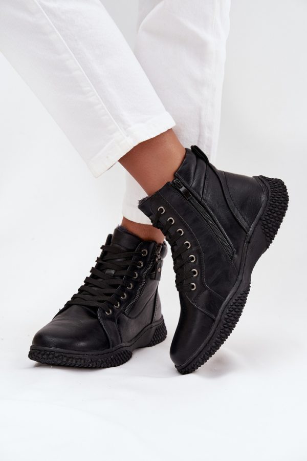 Black Boots in Women`s Ankle Boots & Booties with Fabric, Warmers, Footbed, Upper Height and Sole Height