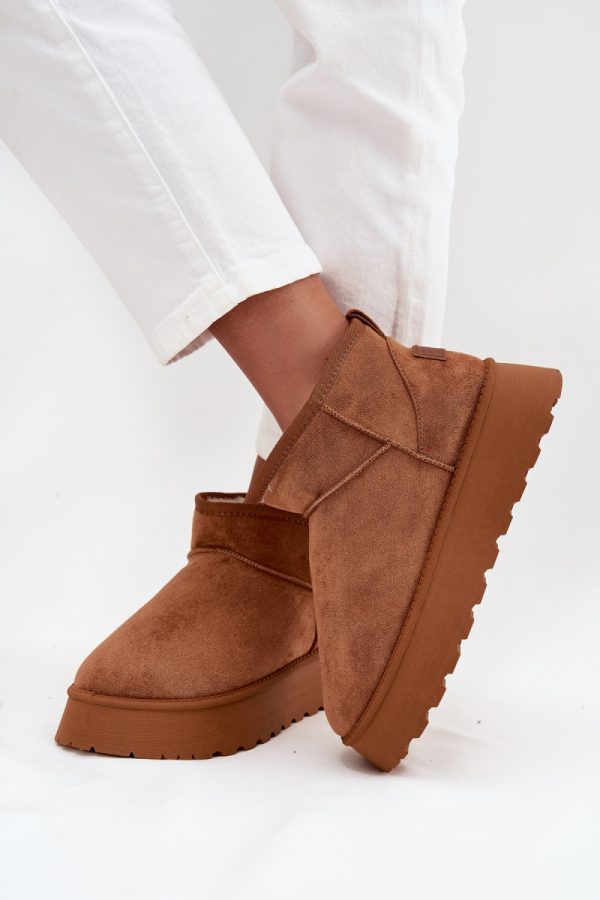 Brown Snow Boots in Women`s Ankle Boots & Booties with Fabric, Warmers, Footbed, Upper Height and Platform Height