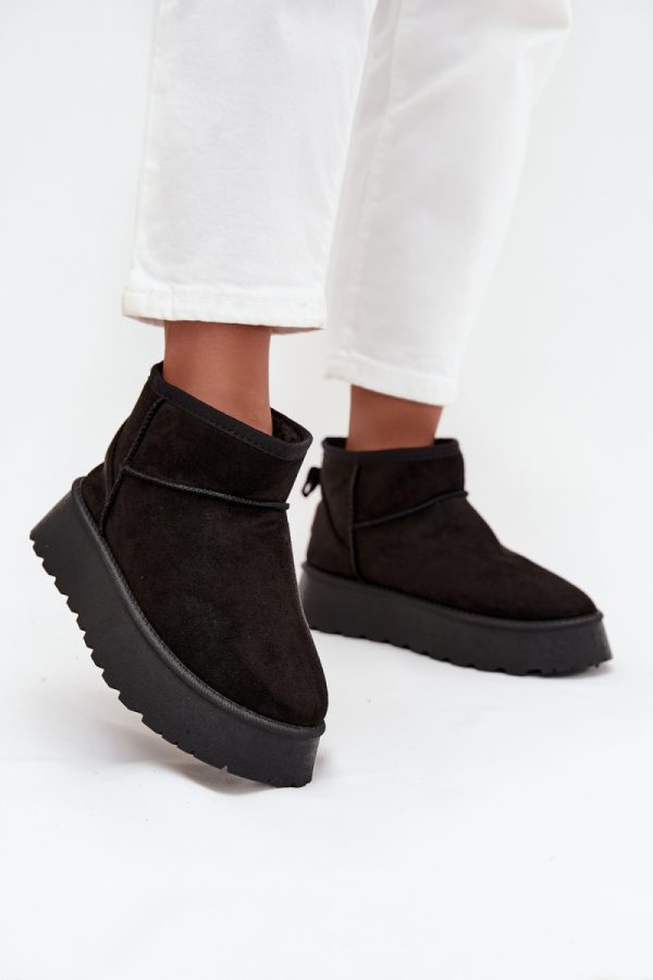 Black Snow Boots in Women`s Ankle Boots & Booties with Fabric, Warmers, Footbed, Upper Height and Platform Height
