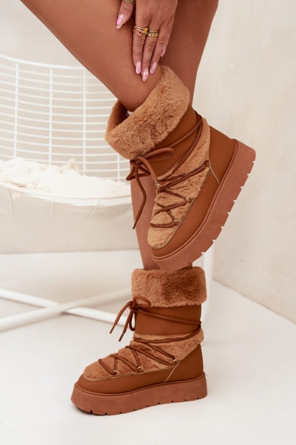 Brown Snow Boots in Women`s Ankle Boots & Booties with Fabric, Warmers, Footbed, Upper Height and Platform Height