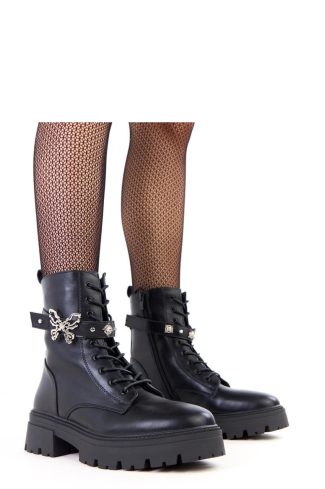 1095737 Black Bootie.Fabric, Footbed, Upper Height and Heel Height