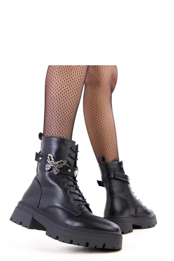 Black Bootie.Fabric, Footbed, Upper Height and Heel Height