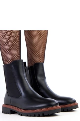 1095741 Black Boots in Women`s Ankle Boots & Booties with Fabric, Footbed, Upper Height and Heel Height