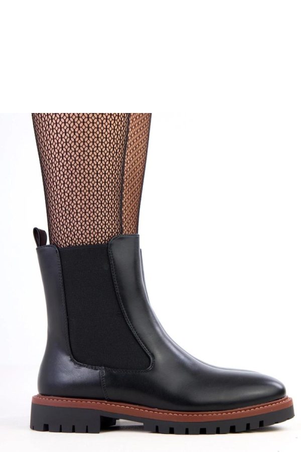 Black Boots in Women`s Ankle Boots & Booties with Fabric, Footbed, Upper Height and Heel Height