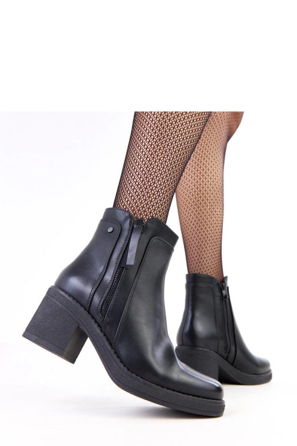 Black Heel Boots in Women`s Ankle Boots & Booties with Fabric, Footbed, Upper Height and Heel Height