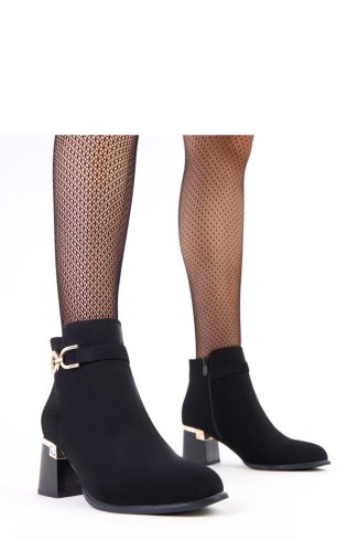 1095748 Black Heel Boots in Women`s Ankle Boots & Booties with Fabric, Footbed, Upper Height and Heel Height